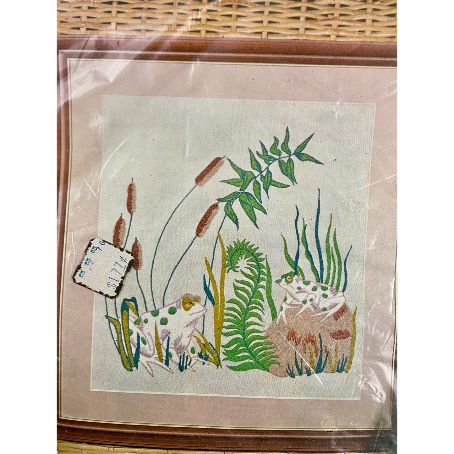 VTG Crewel Creative Stitchery Needlepoint Kit # 875B Frogs & Cattails NIB 1975