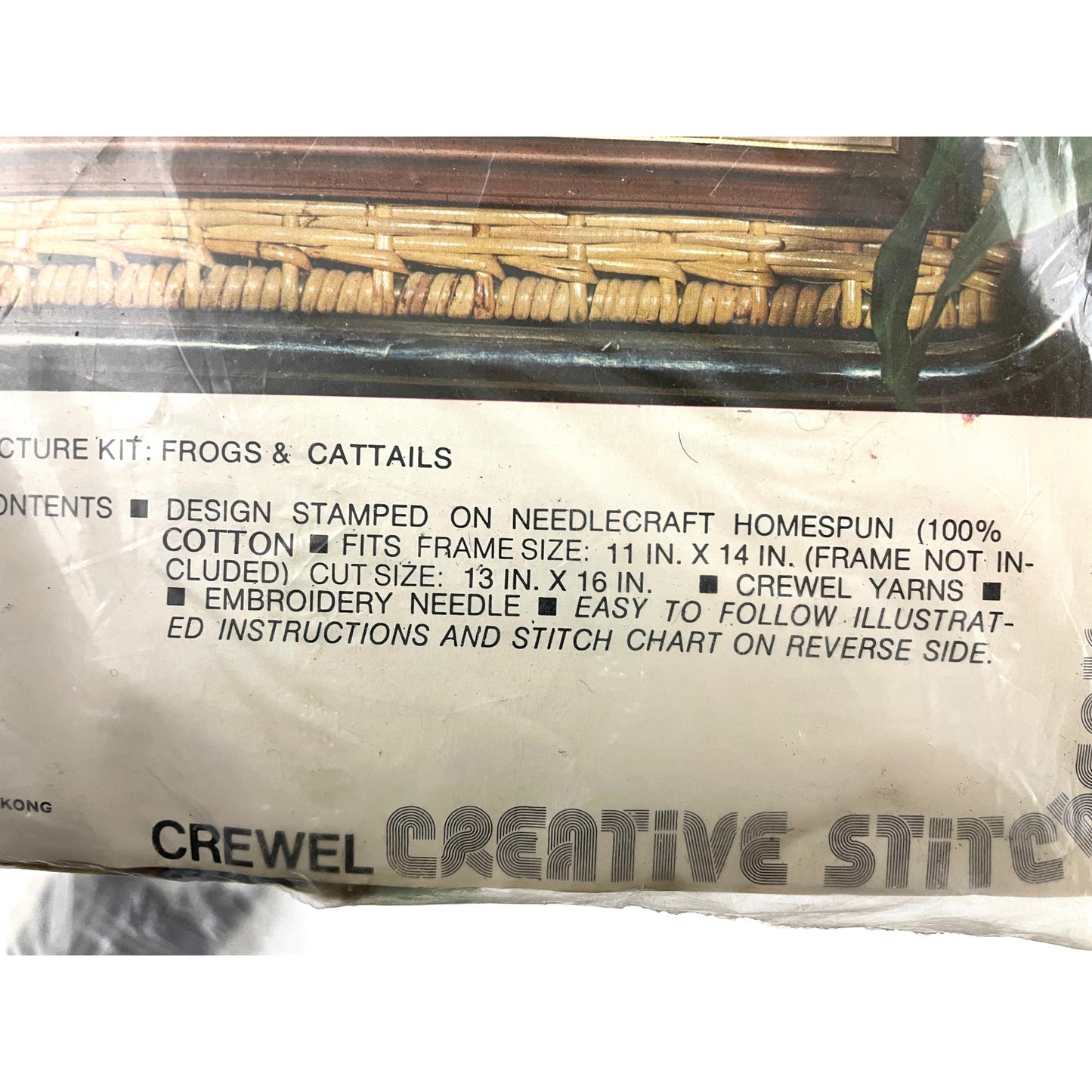 VTG Crewel Creative Stitchery Needlepoint Kit # 875B Frogs & Cattails NIB 1975