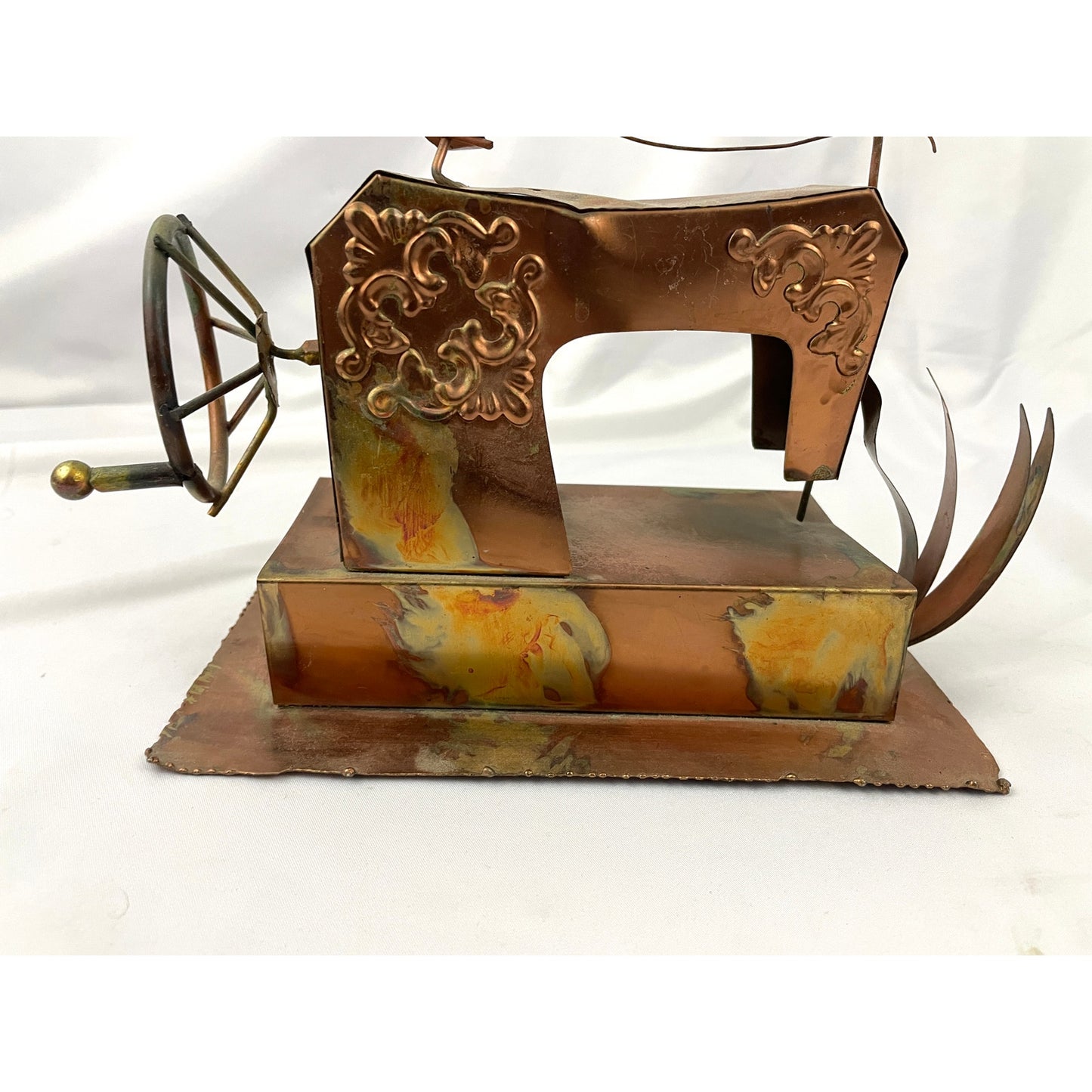 VTG Copper Metal Music Sewing Machine Music Box Made in Hong Kong