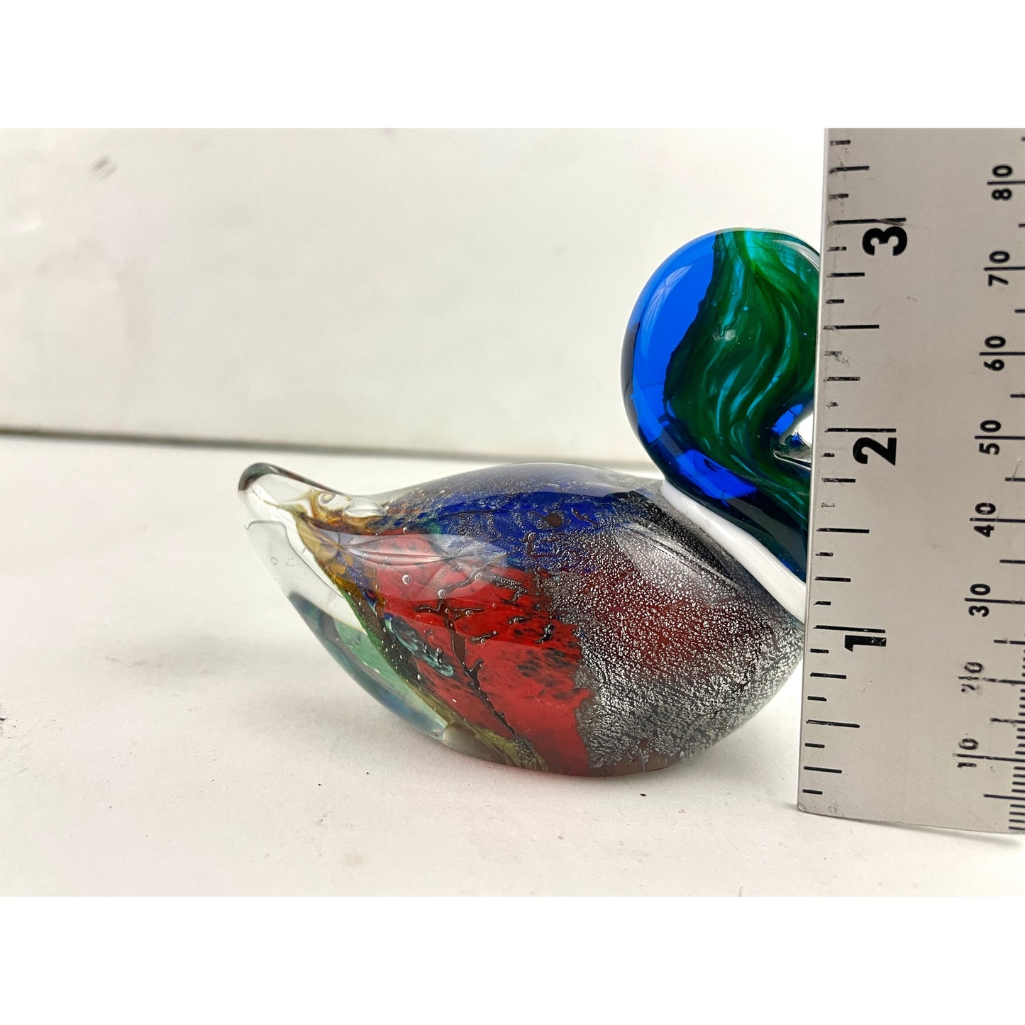 VTG Hand Blown Murano Glass Duck Paperweight Sparkle