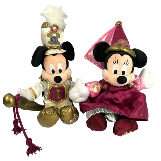 Set of 2 Disneyland 50th Anniversary Mickey + Minnie Mouse Walt Disney World