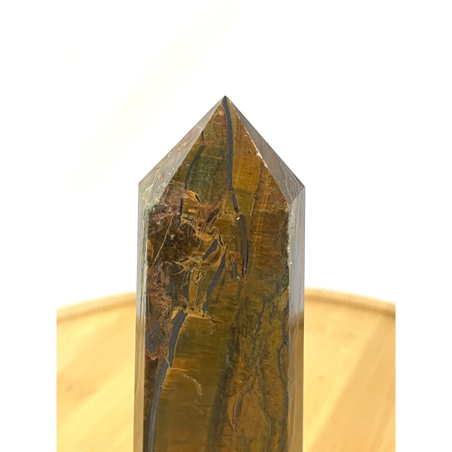 Tigers Eye Tower Obelisk Point 5 7/8" Natural Quartz Crystal 306g