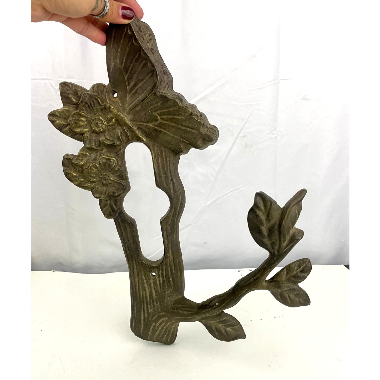 VTG Cast Iron Antique Butterfly Flower Tree Wall Decor Art Deco Garden Gate Door