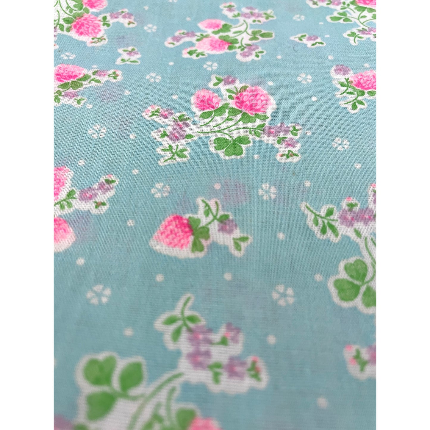 VTG Soft Blue Pink Flowers Spring Fabric 42" Wide | 2.75 YD Cotton