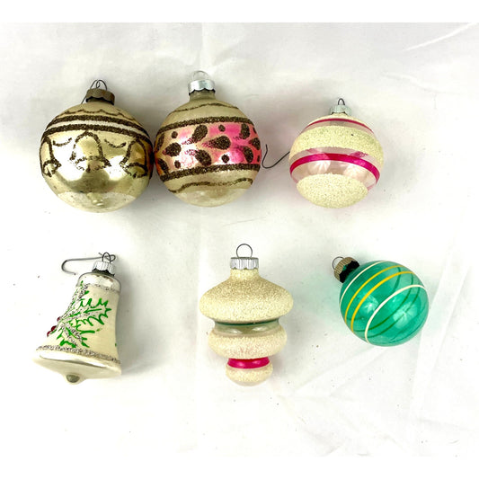 VTG Lot of 6 Mercury Glass Ornaments Christmas Holidays MADE IN USA Shiny Brite