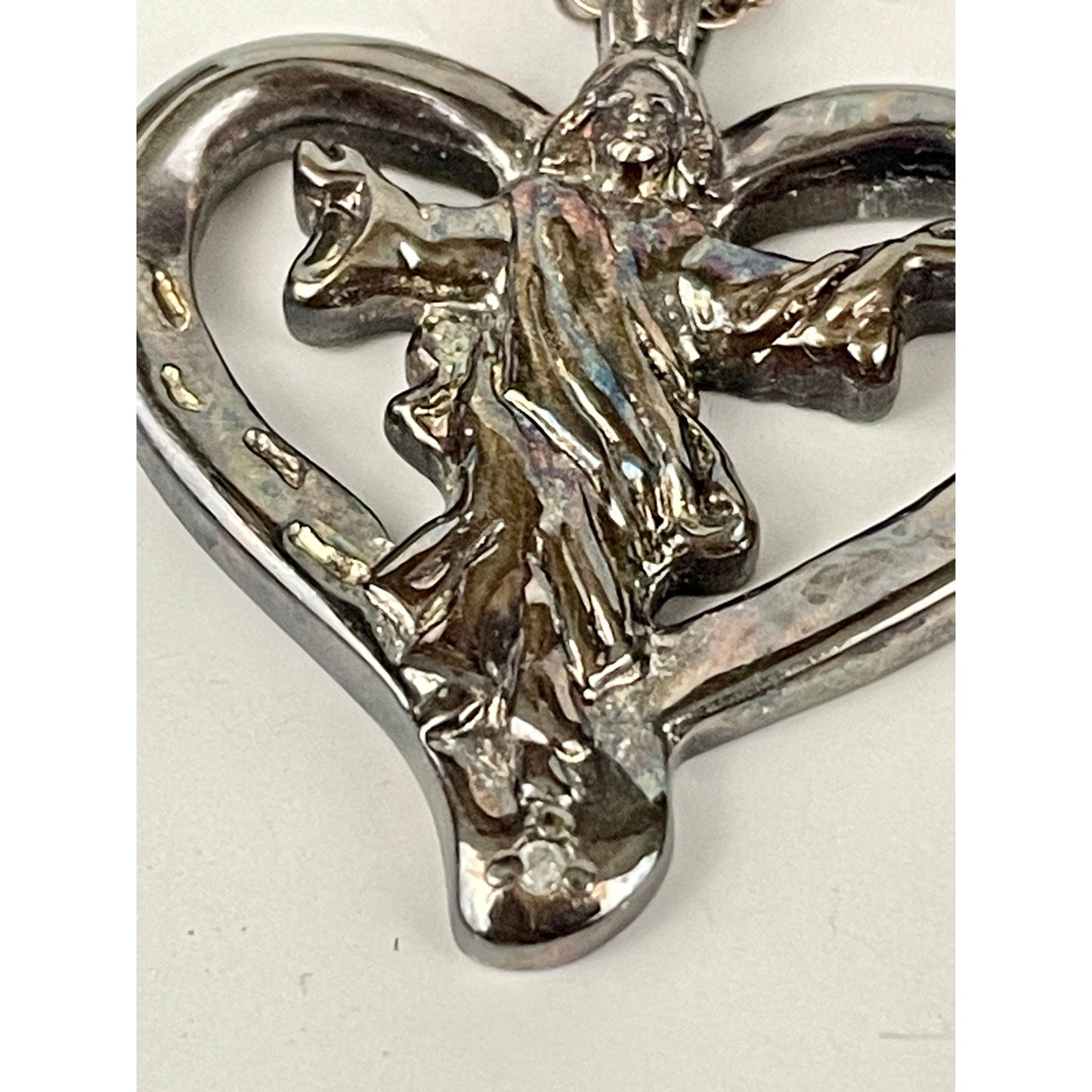 VTG BGE Sterling Silver Footprints of Faith Diamond Pendant Bradford Exchange