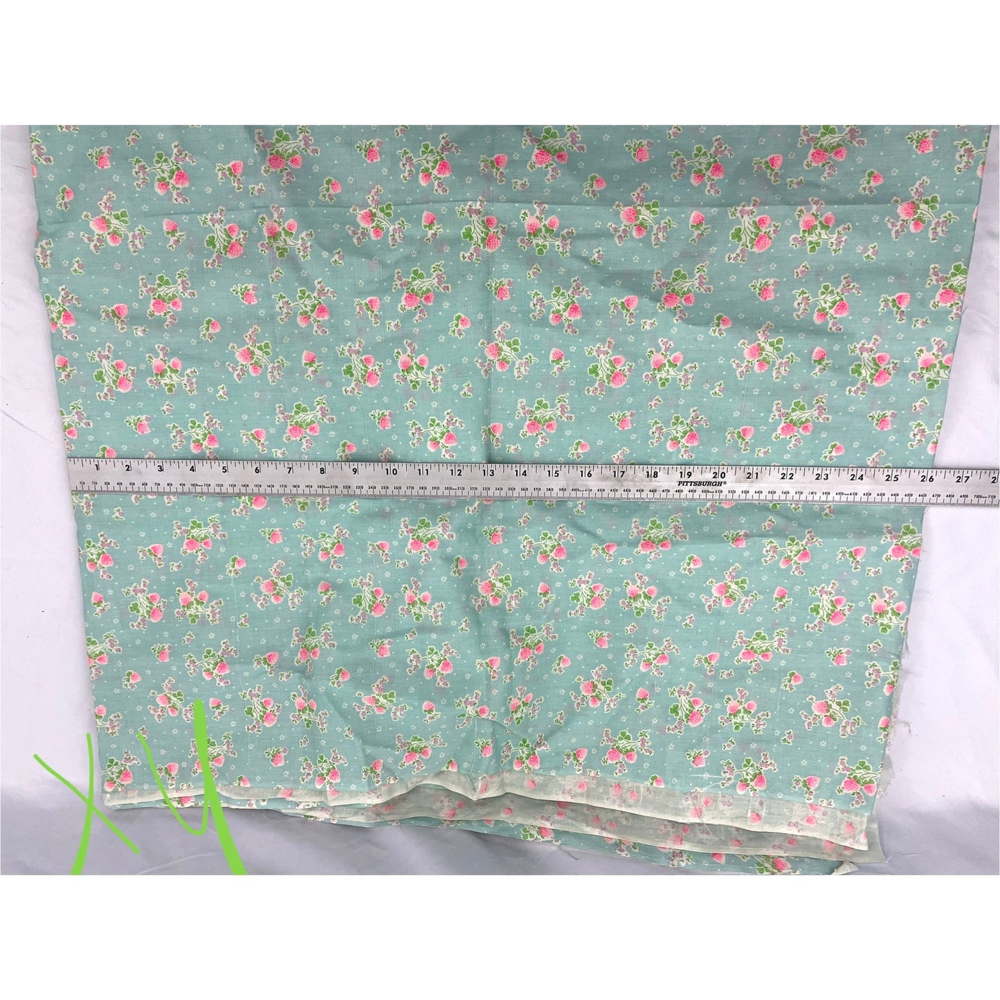 VTG Soft Blue Pink Flowers Spring Fabric 42" Wide | 2.75 YD Cotton