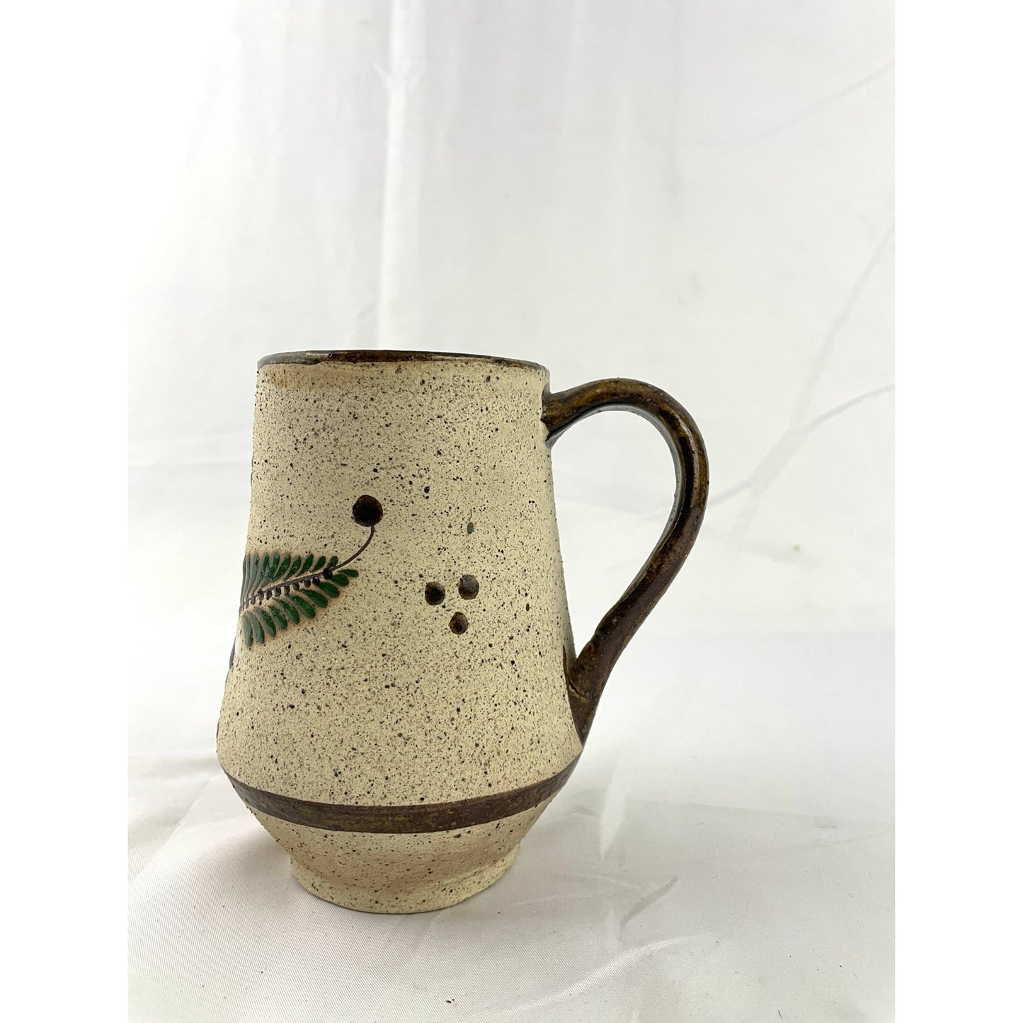 Mexican Tonala Hand Painted Stoneware Pottery Coffee Mug Handmade Flowers Birds