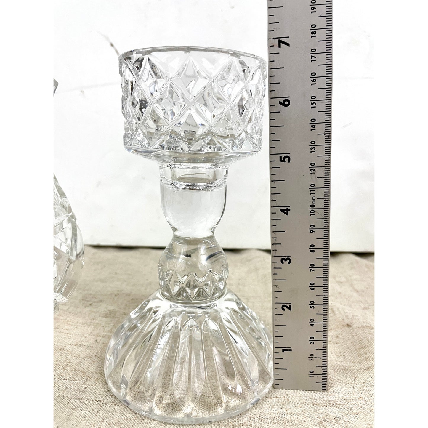 VTG Lead Crystal Cut Glass Candle Holder 6.75" Replacement Base