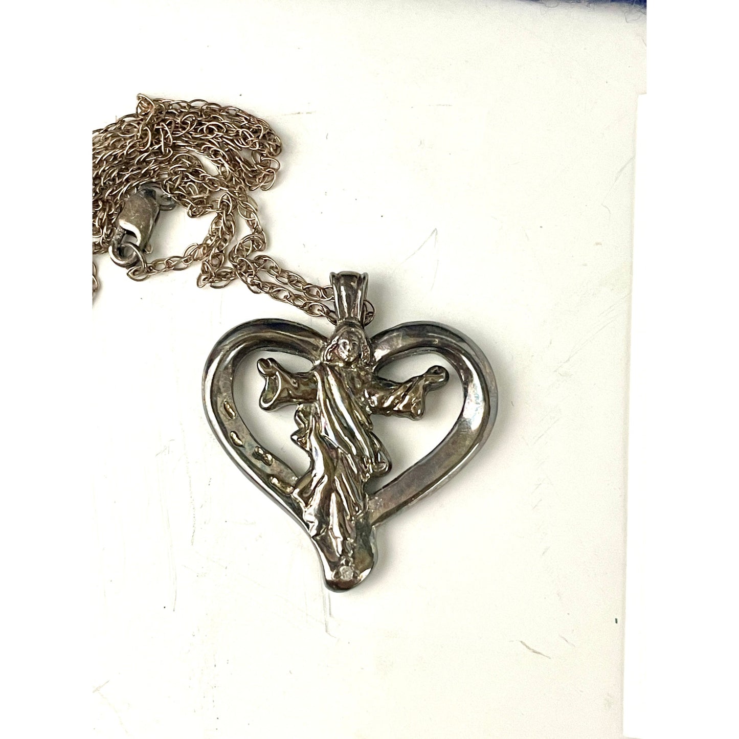 VTG BGE Sterling Silver Footprints of Faith Diamond Pendant Bradford Exchange