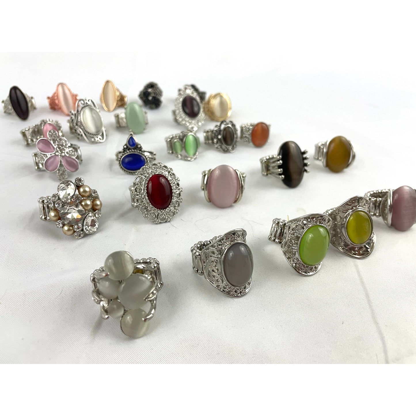 25 Pc Stretch Back Paparazzi Rings Rhinestone Centers Silver Gold Tone NWOT