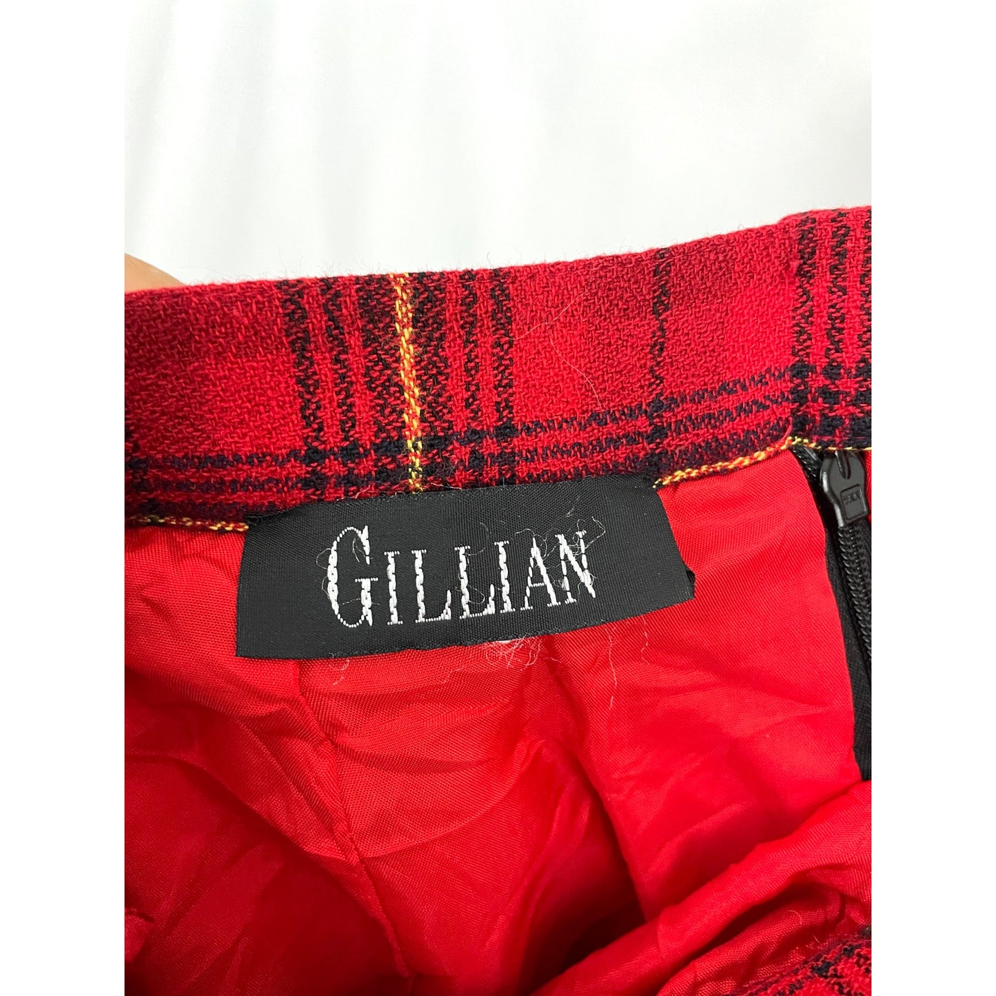 VTG Gillian Red Plaid Wool 2PC Skirt & Jacket Sz 14 Full Zip 1990's Clueless