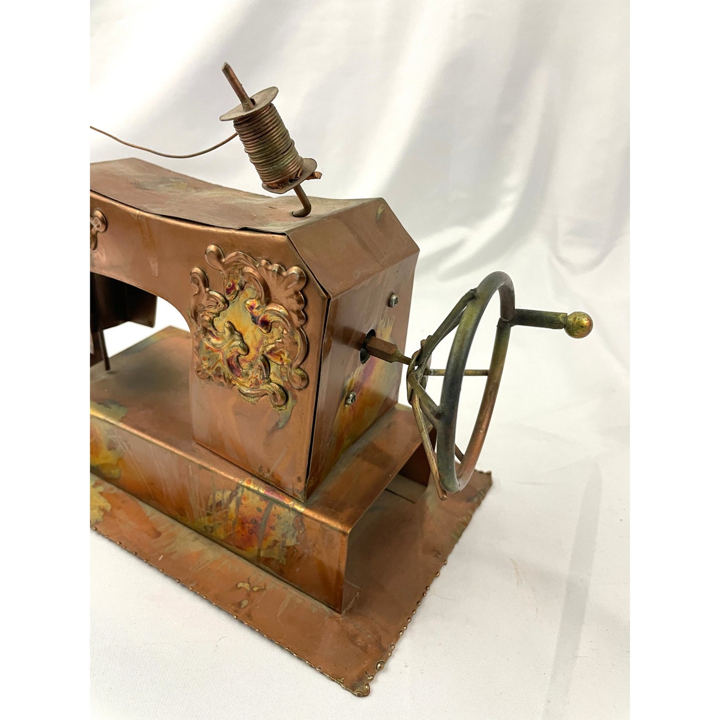 VTG Copper Metal Music Sewing Machine Music Box Made in Hong Kong