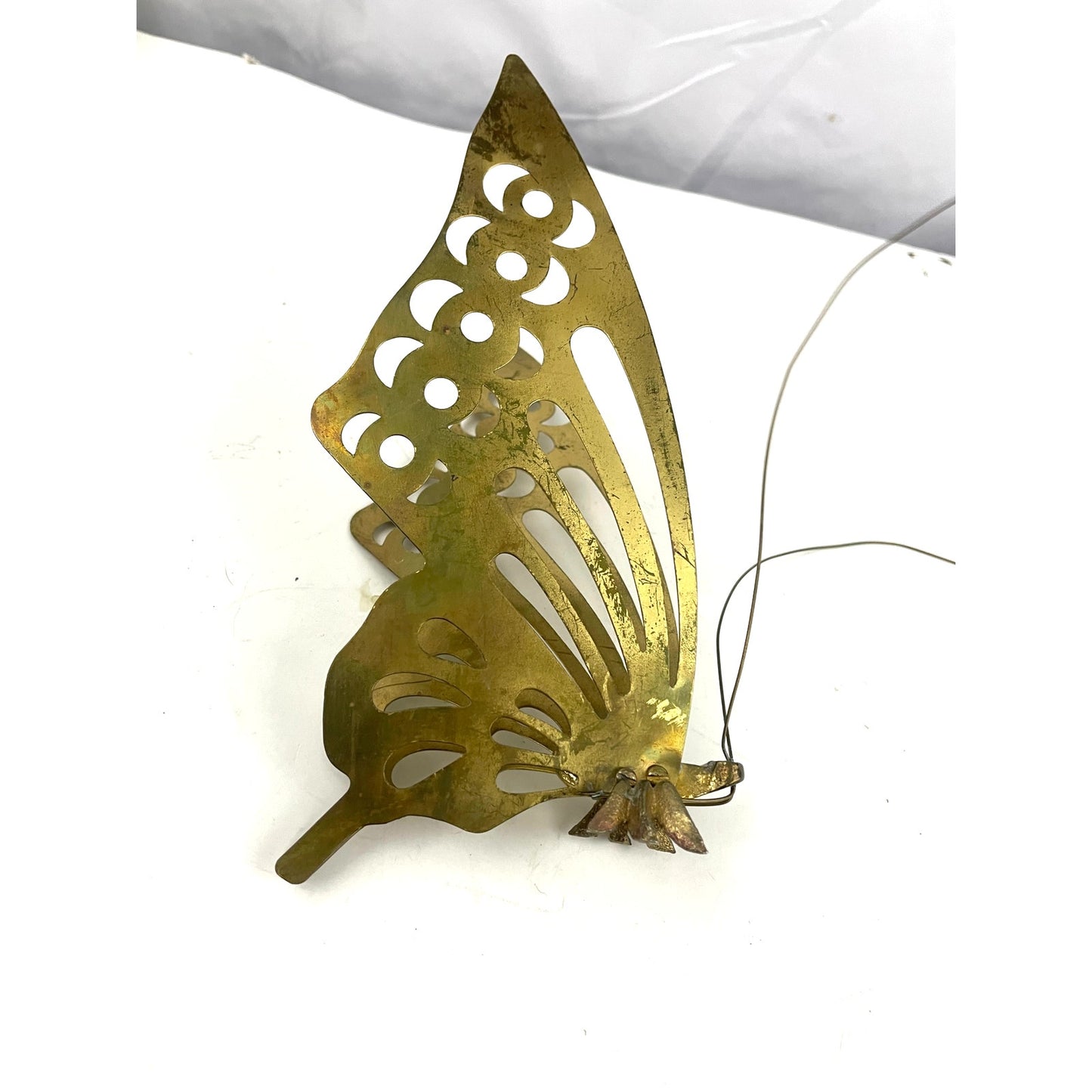 VTG Solid Brass Butterfly Figurine Self Standing Mid Century Home Decor 8"