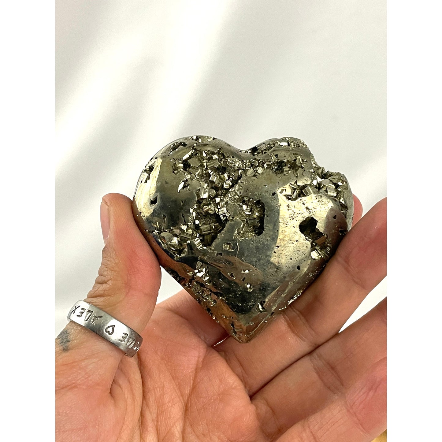 Iron Pyrite Geode Cluster Heart Crystal Fools Gold 202g