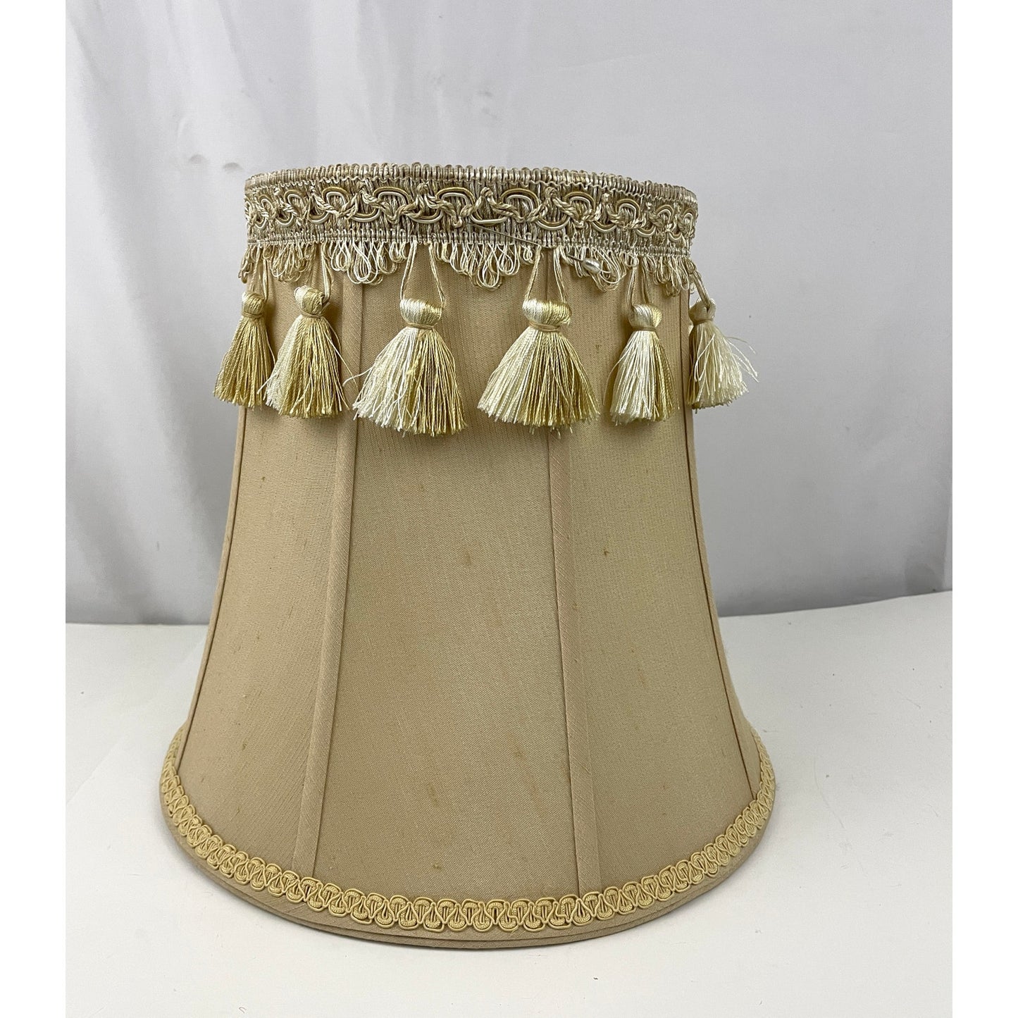 VTG Champagne Fringe Trim Victorian Lamp Shade ONLY 11" Tall