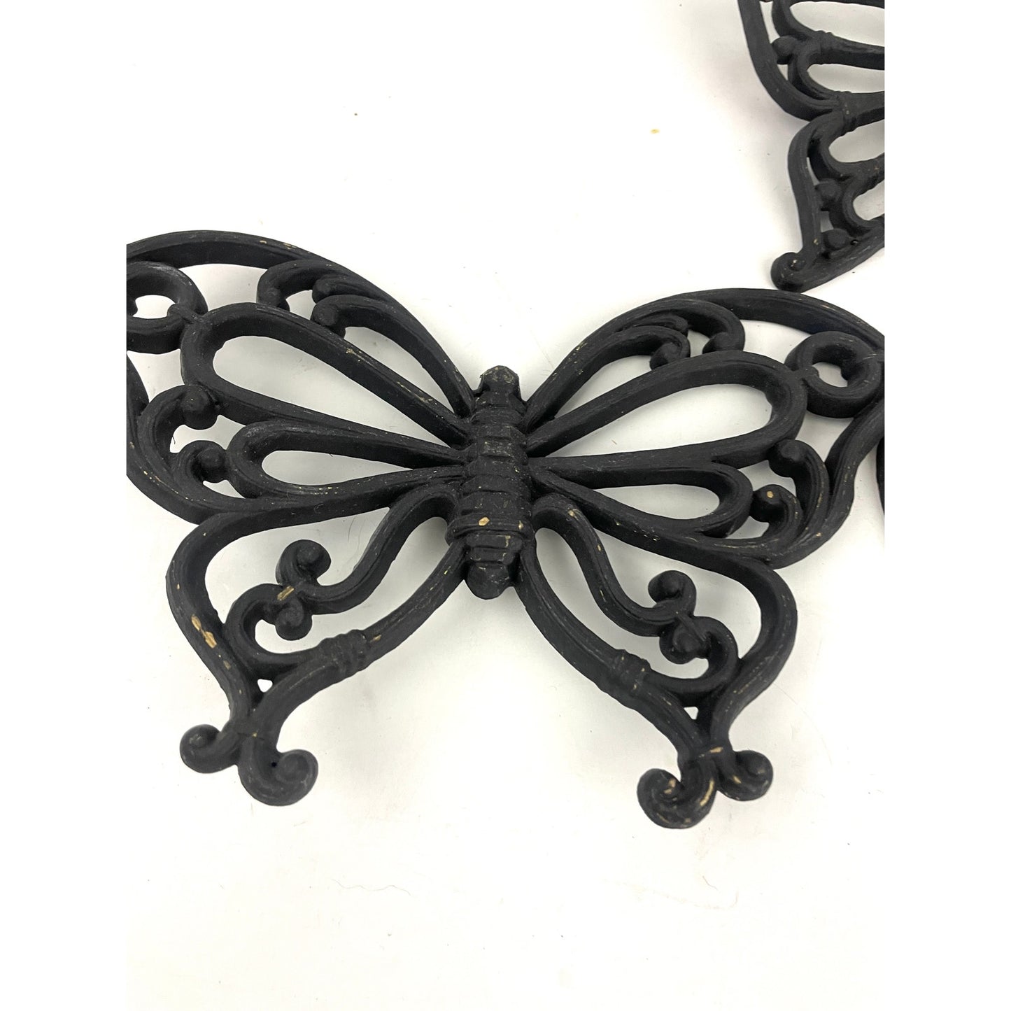 VTG Set of 3 Syroco Black Scroll Butterfly Wall Hanging 1970s Homco