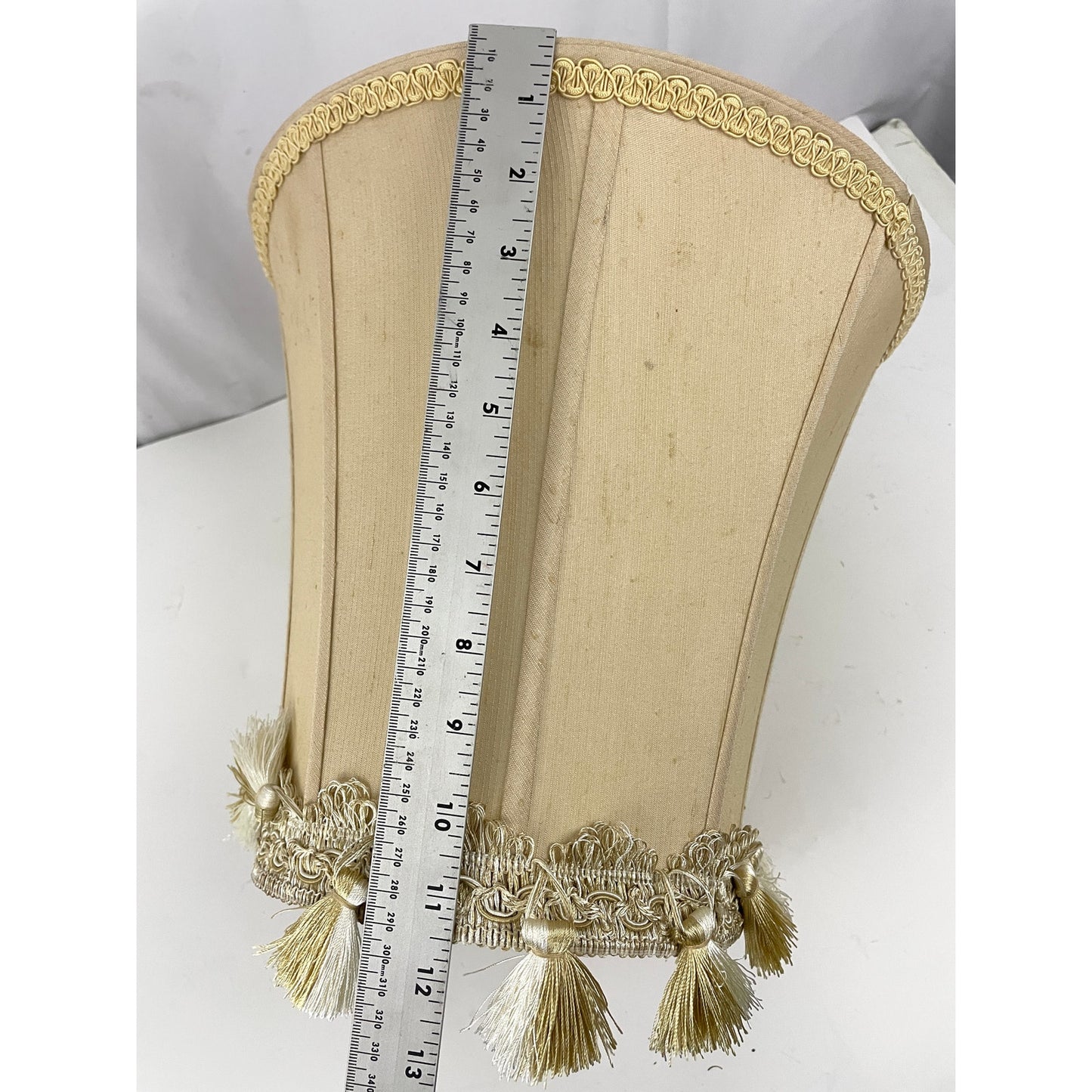 VTG Champagne Fringe Trim Victorian Lamp Shade ONLY 11" Tall