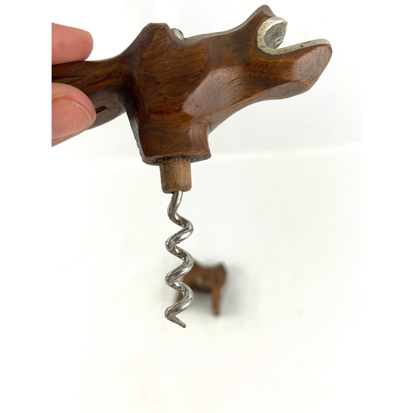 VTG Hickok Corkscrew Bottle Opener Carved Wood Original Genuine France Metal