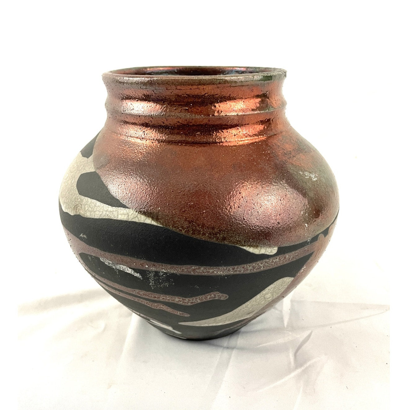 VTG Pottery Vase Abstract Handmade Art Unique 7.5" Tall