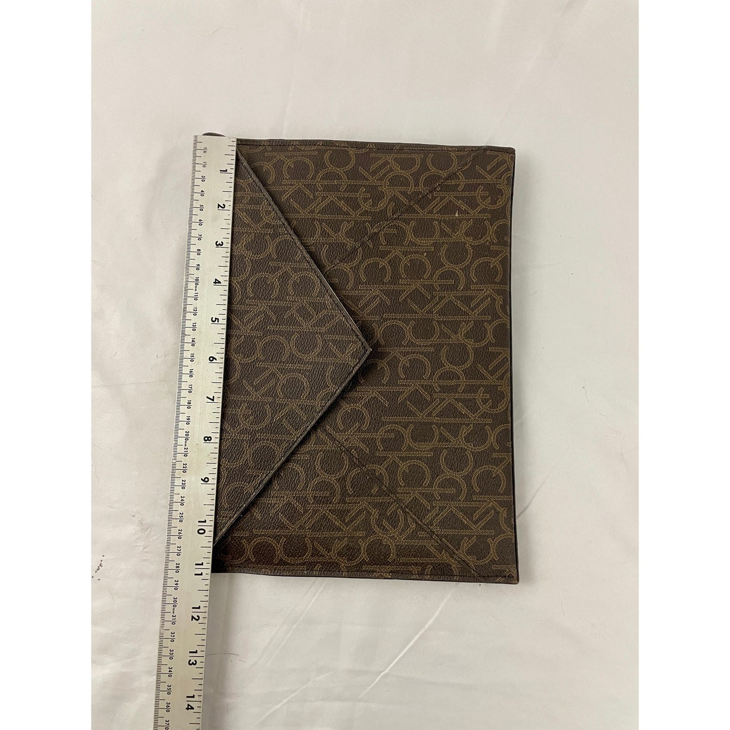 Calvin Klein Tablet Sleeve Case Clutch 11" x 8.5" Brown Logo