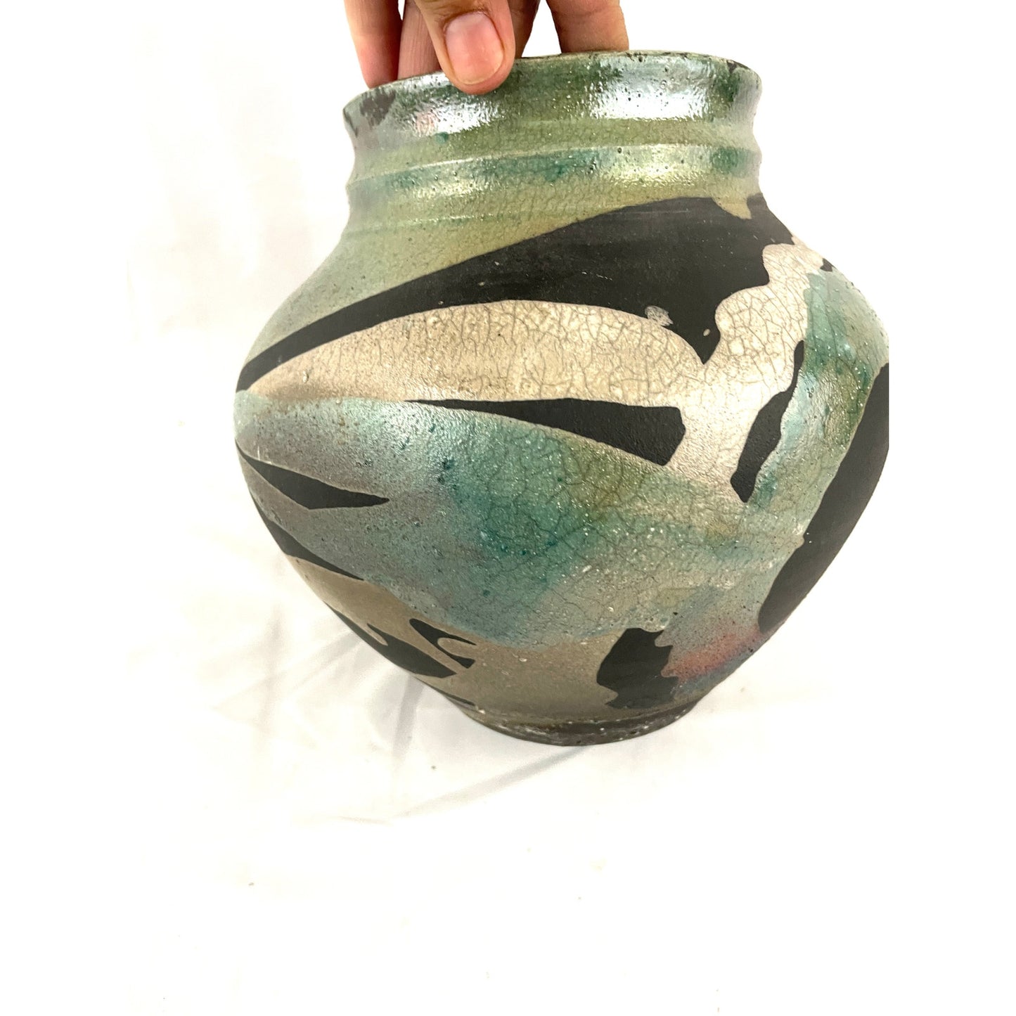 VTG Pottery Vase Abstract Handmade Art Unique 7.5" Tall