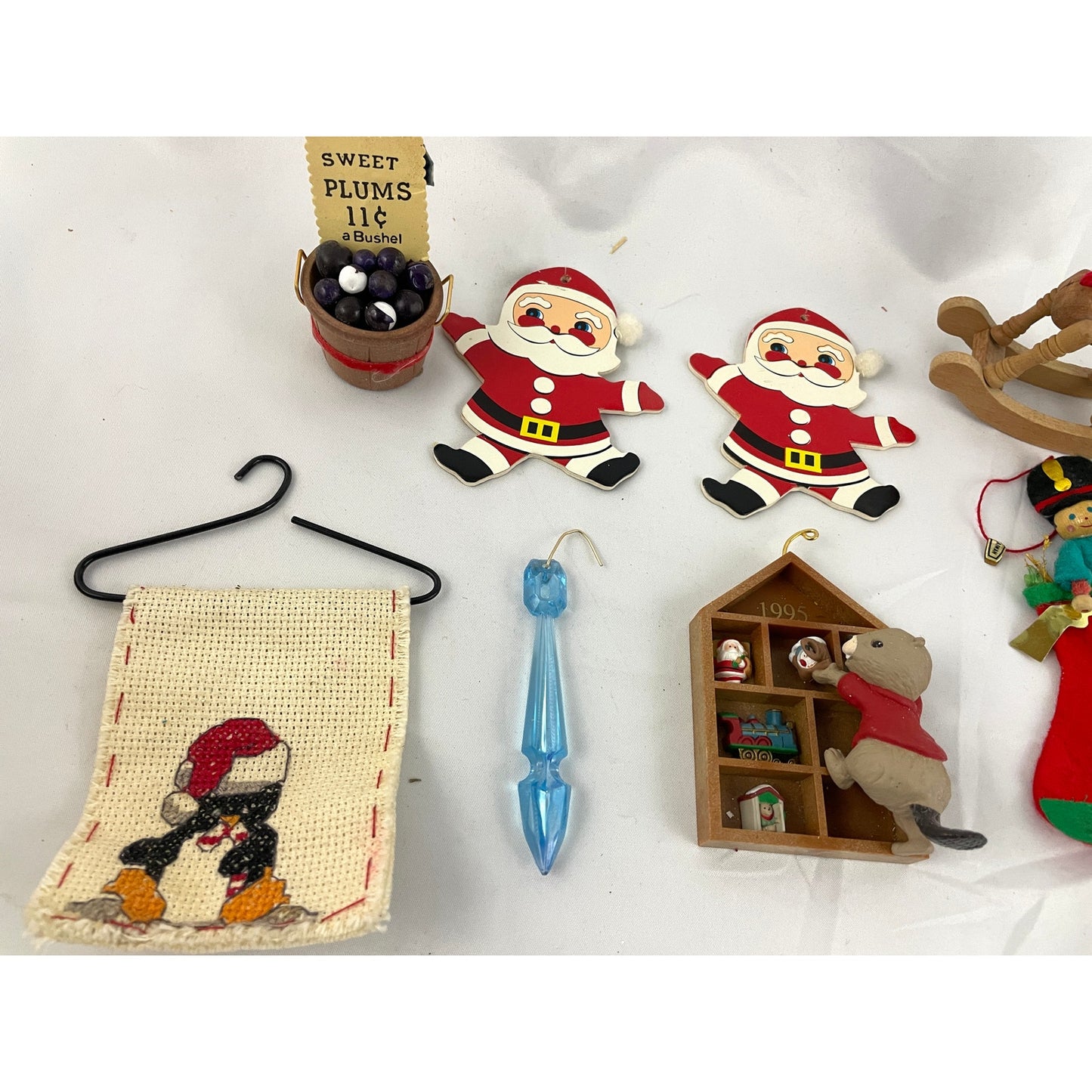 12x VTG Holiday Ornaments Christmas Stocking Tree Santa Decor Assorted