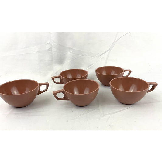 VTG Lot of 5 Melmac Melamine Coffee Cups MCM Mugs Brown Taupe Marcrest