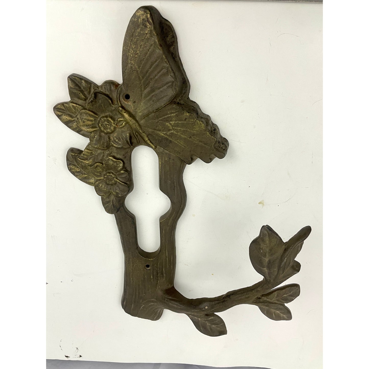 VTG Cast Iron Antique Butterfly Flower Tree Wall Decor Art Deco Garden Gate Door