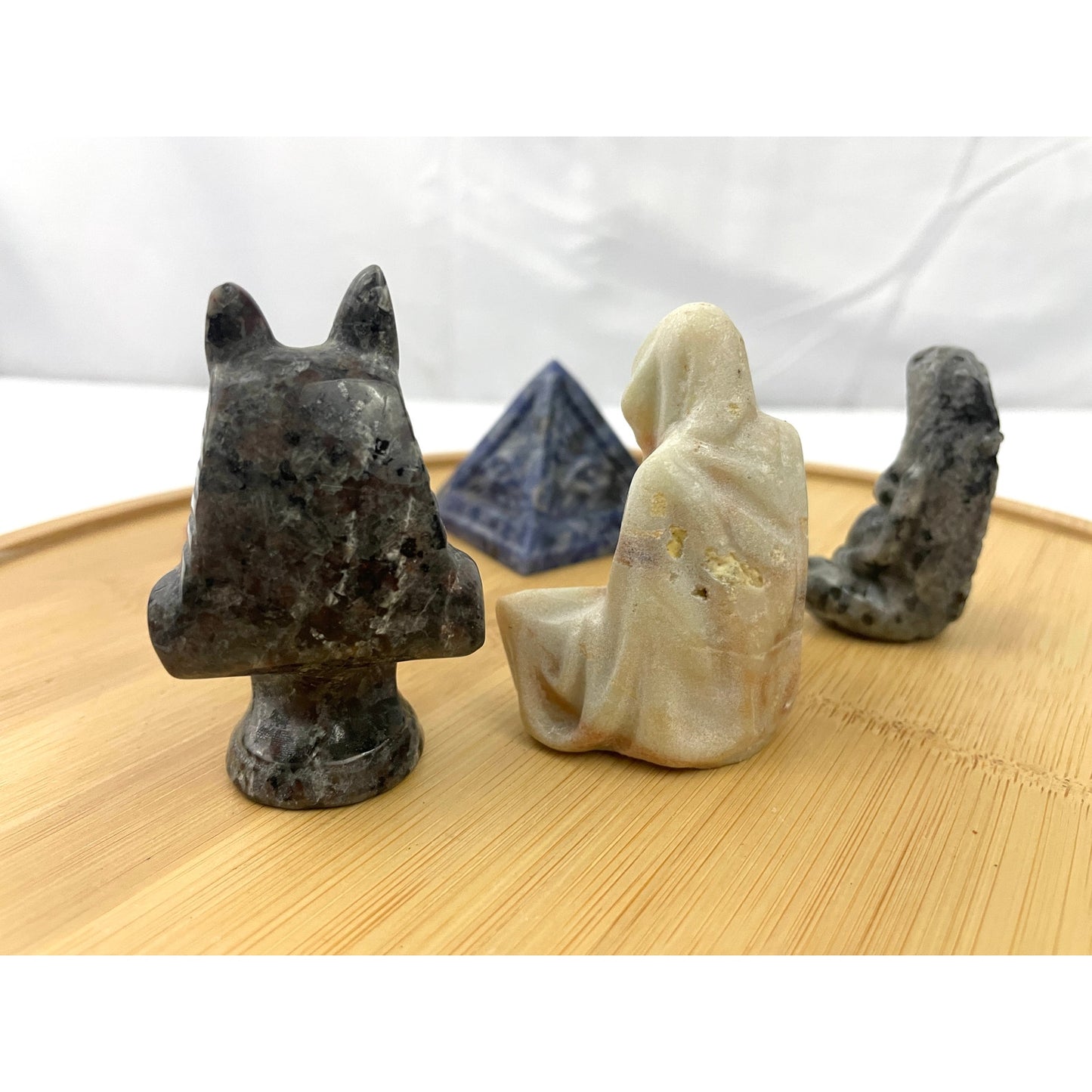 Lot of 5 Healing Stones Mother Goddess Anubis Buddhist Pyramid Crystals Rock