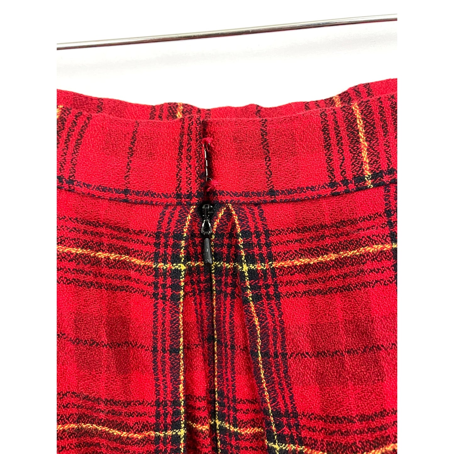 VTG Gillian Red Plaid Wool 2PC Skirt & Jacket Sz 14 Full Zip 1990's Clueless