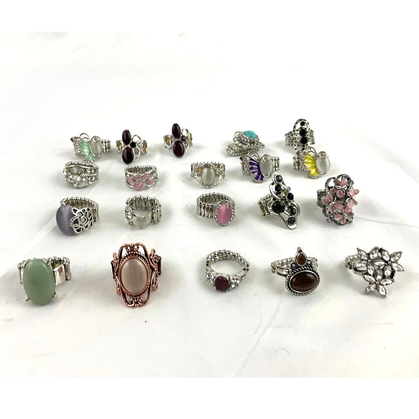 20 Pc Stretch Back Paparazzi Rings Rhinestone Centers Gold Silver Tone NWOT