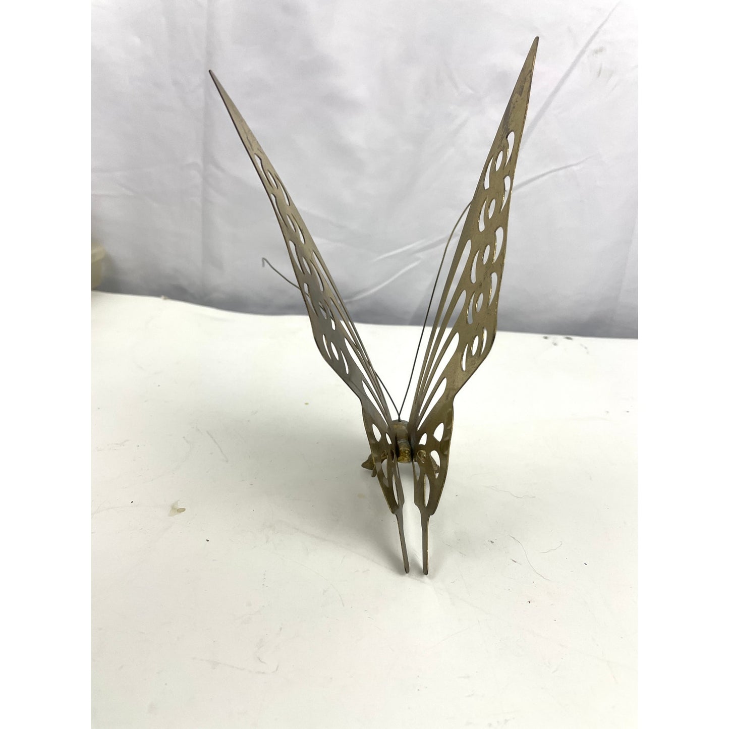 VTG Solid Brass Butterfly Figurine Self Standing Mid Century Home Decor 8"