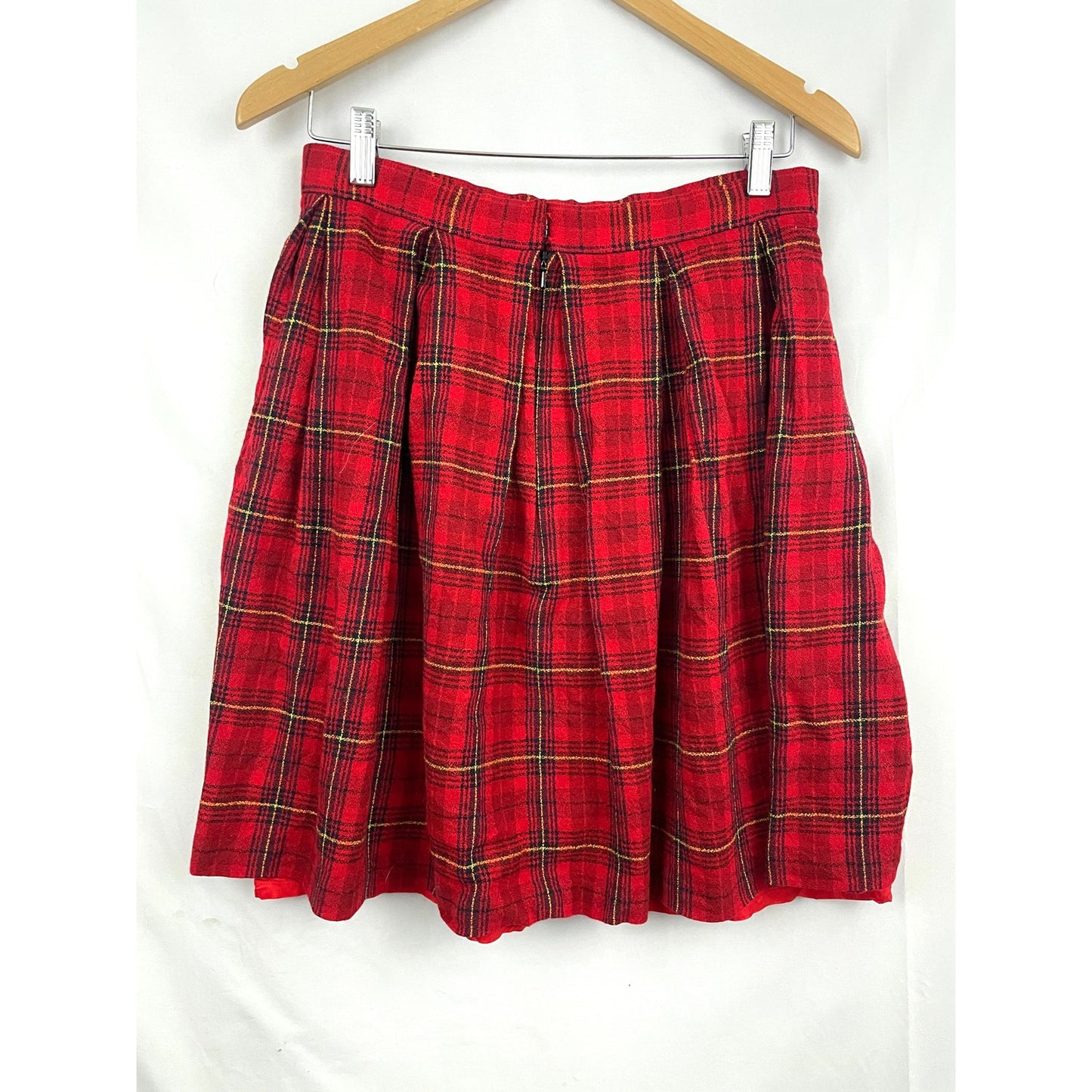 VTG Gillian Red Plaid Wool 2PC Skirt & Jacket Sz 14 Full Zip 1990's Clueless