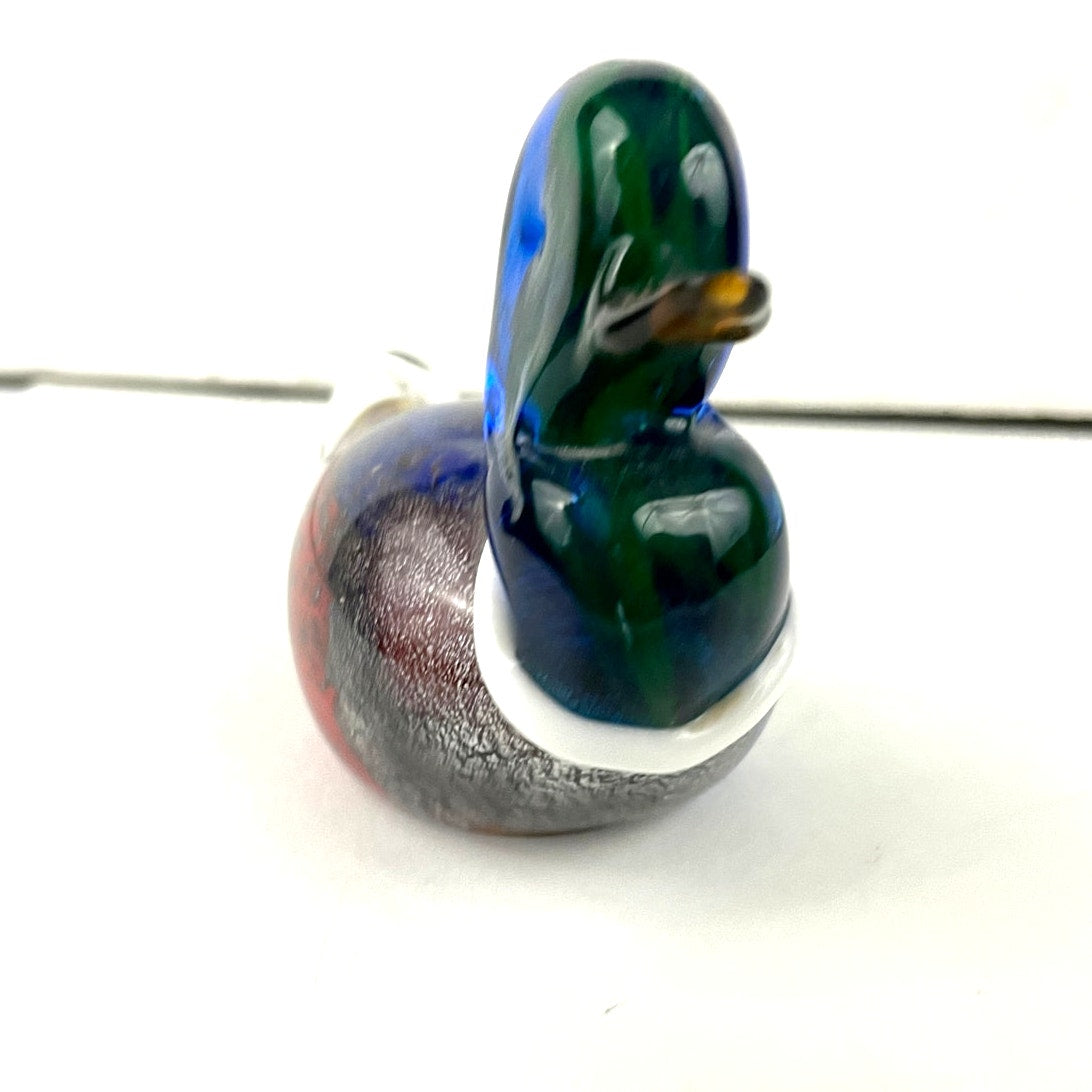 VTG Hand Blown Murano Glass Duck Paperweight Sparkle