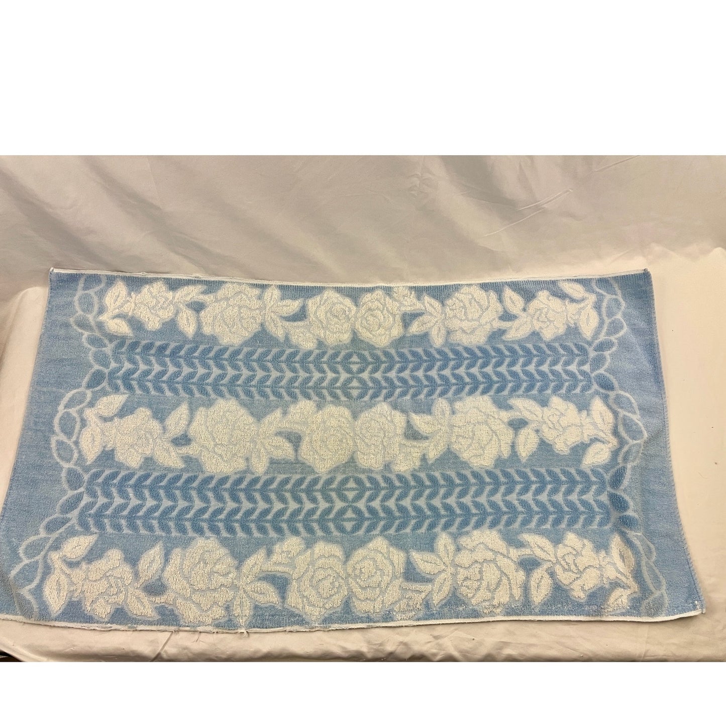 VTG Lot 4 Retro Floral Blue Hand Towels Dundee Fieldcrest 60s 70s Fringe