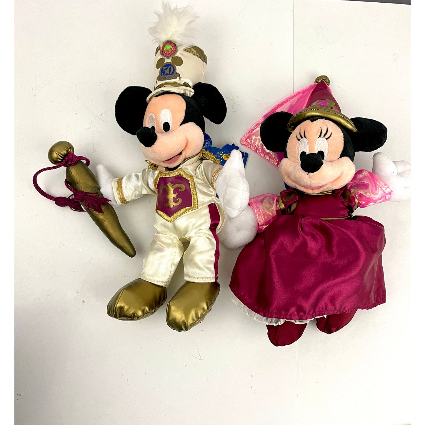 Set of 2 Disneyland 50th Anniversary Mickey + Minnie Mouse Walt Disney World