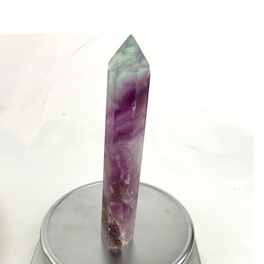 Watermelon Fluorite Tower Obelisk Point Tower 6 1/4" Natural Quartz Crystal 201g