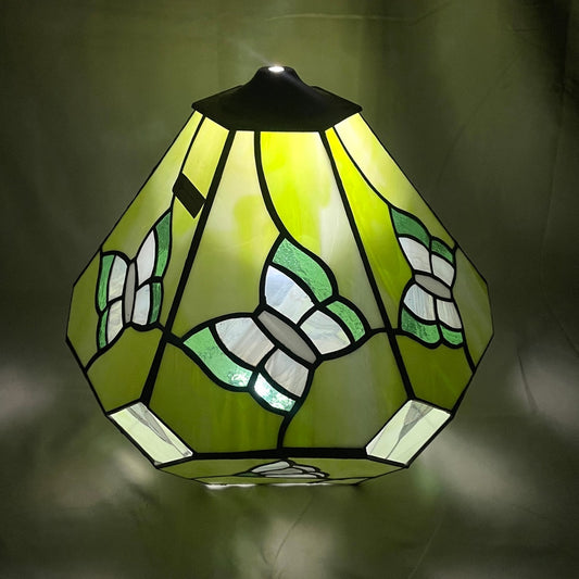 VTG Tiffany Style Glass Lamp Shade 1970s Butterflies Favrile Stained NEW Estate