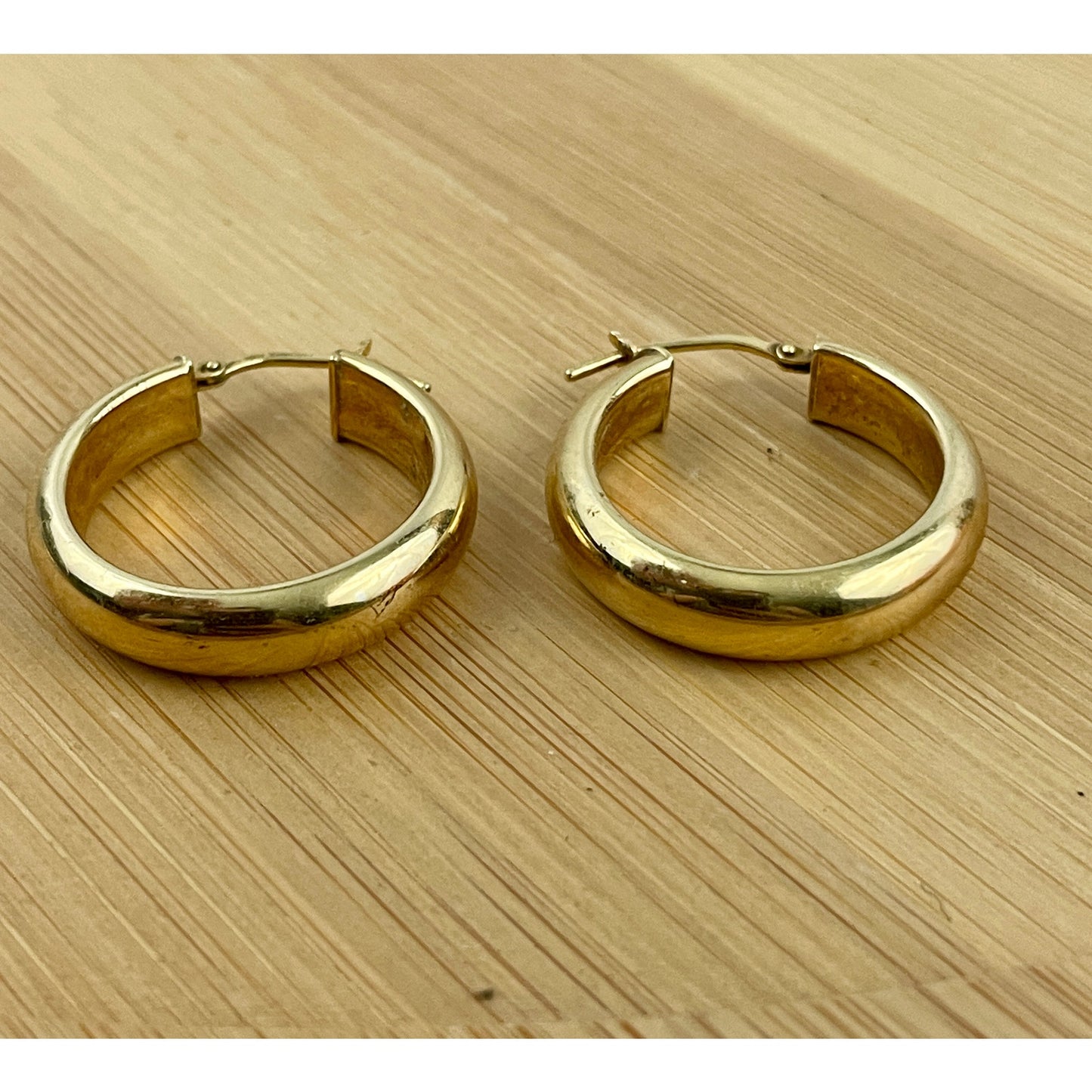 VTG 925 Stamped Gold Tone Danecraft Circle Hoop Earrings Italy