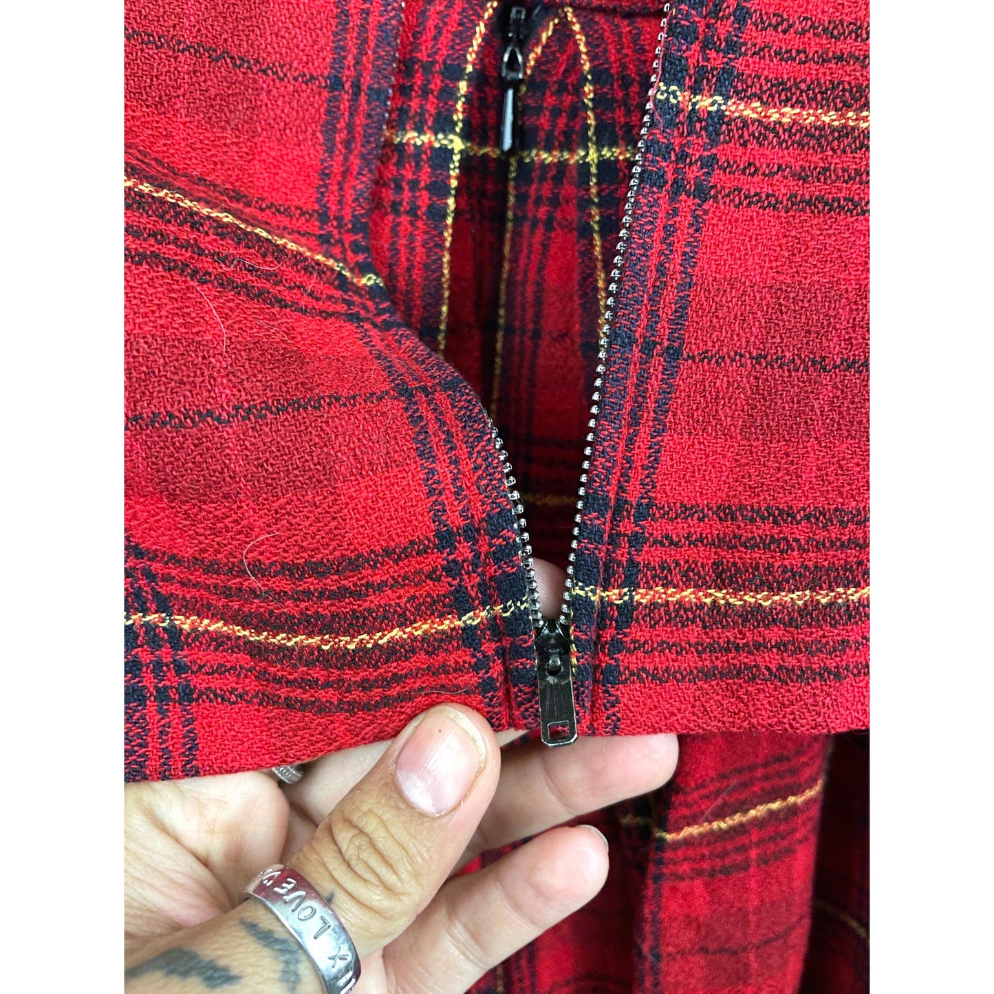 VTG Gillian Red Plaid Wool 2PC Skirt & Jacket Sz 14 Full Zip 1990's Clueless