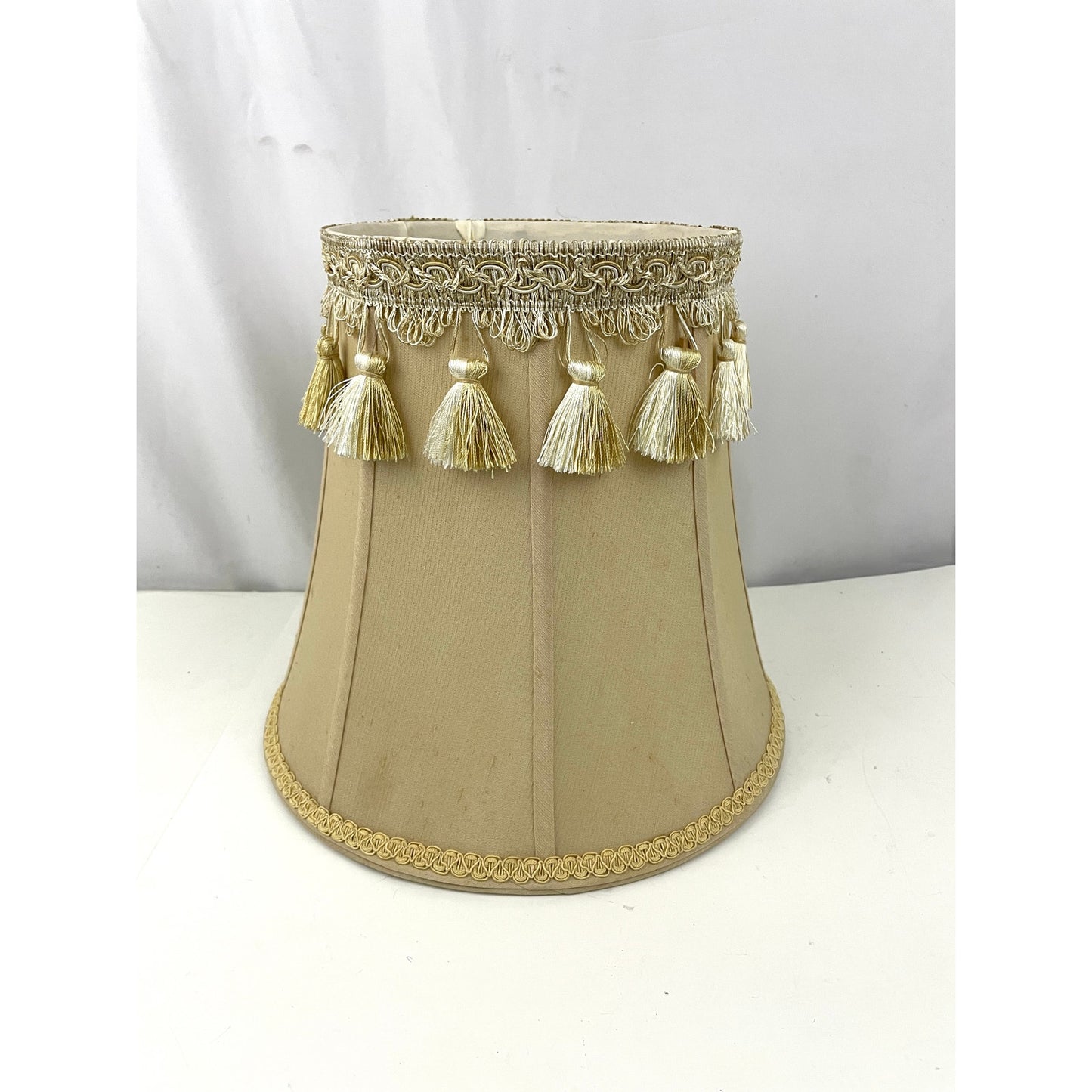 VTG Champagne Fringe Trim Victorian Lamp Shade ONLY 11" Tall