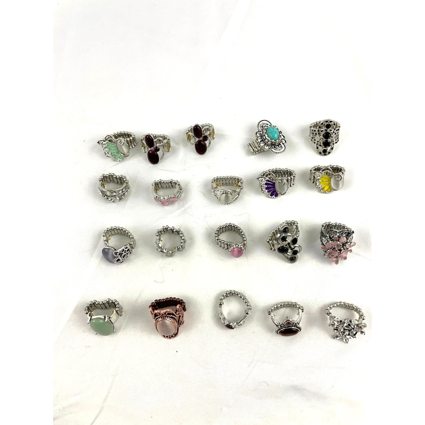 20 Pc Stretch Back Paparazzi Rings Rhinestone Centers Gold Silver Tone NWOT