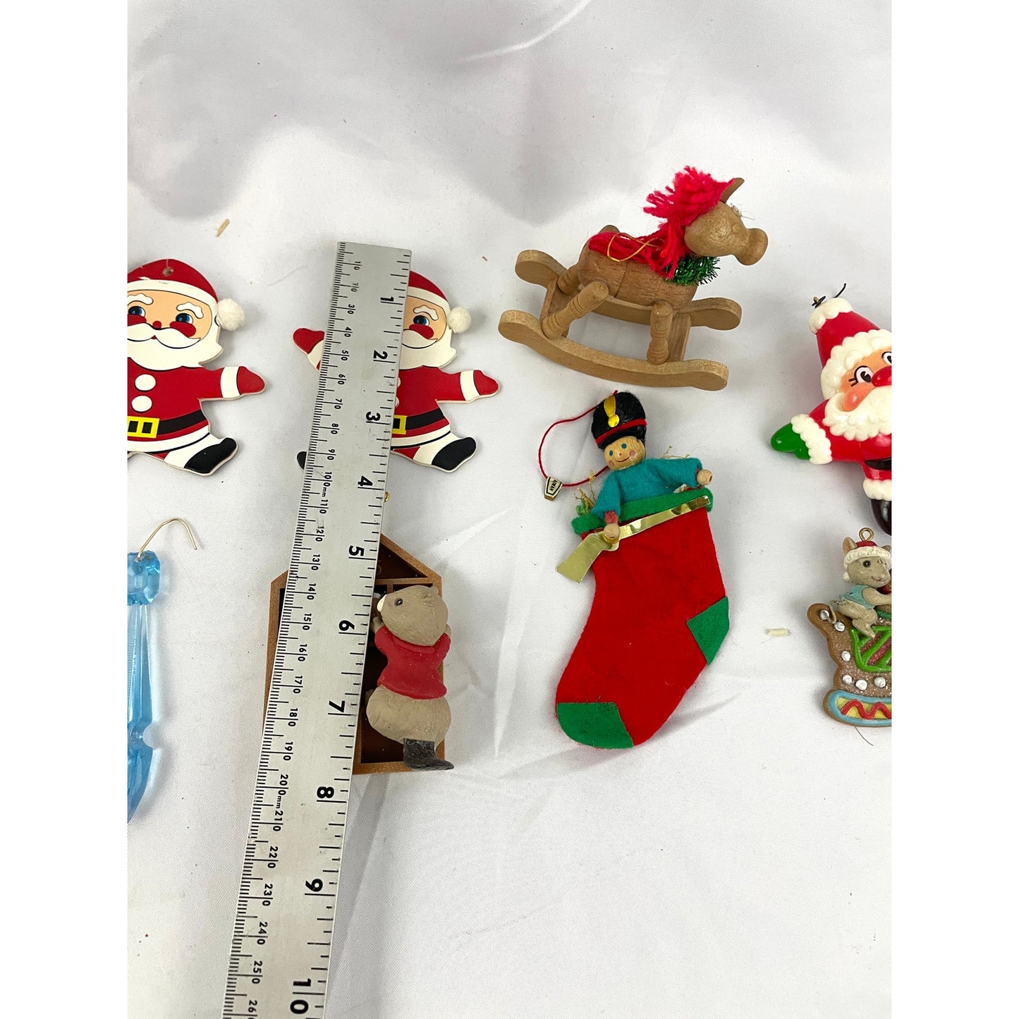 12x VTG Holiday Ornaments Christmas Stocking Tree Santa Decor Assorted