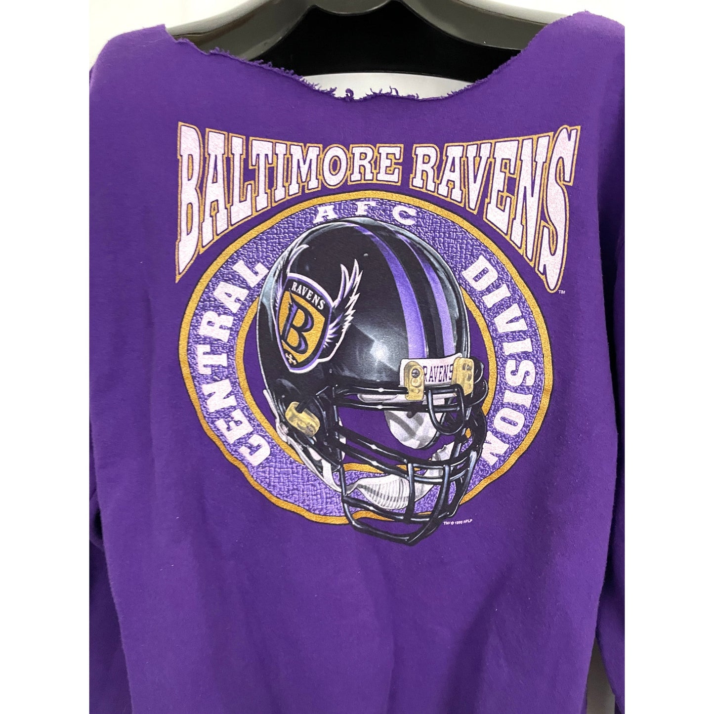 VTG Baltimore Ravens Cut out Sweatshirt LARGE 1995 Central Division