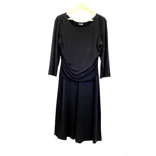 Black Cling Black Stretch Dress Sz Medium Ruched VTG EnFocus Studio Women's