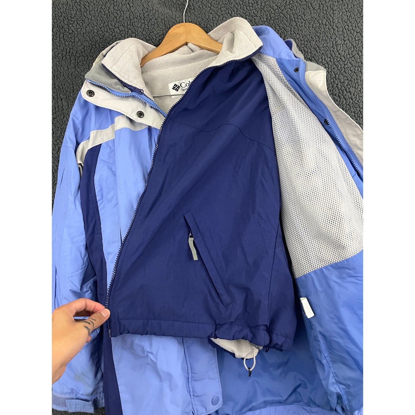 Columbia Sportswear Interchange Jacket Blue Beige LARGE Core Winter Women's