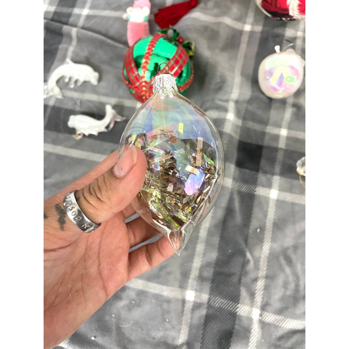 VTG 10X Christmas Ornaments Glass Koi Fish Apple Chandelier Santa Blown Icicle