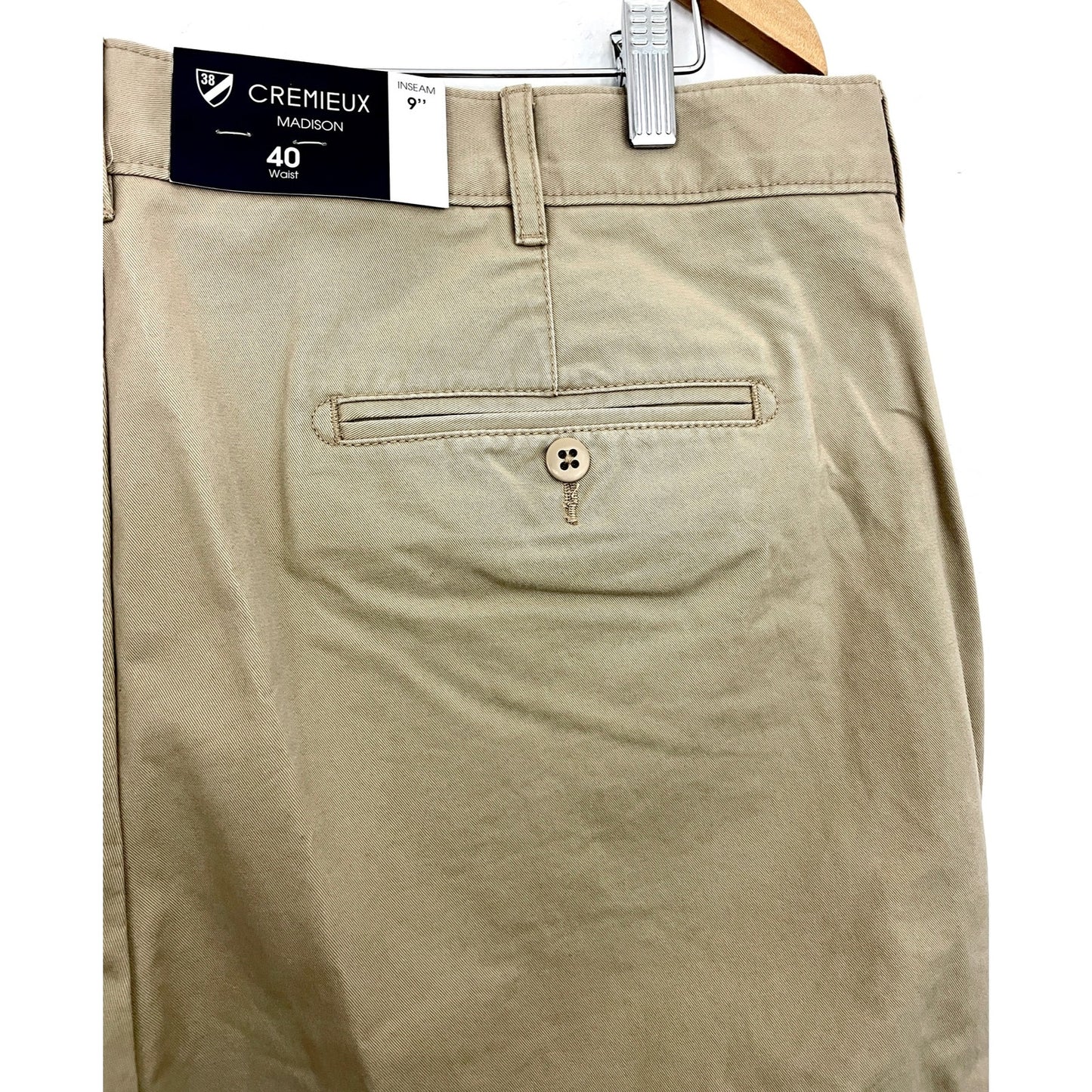 Khaki Chino Shorts Sz 40 100% Cotton Men's NWT Cremieux Madison