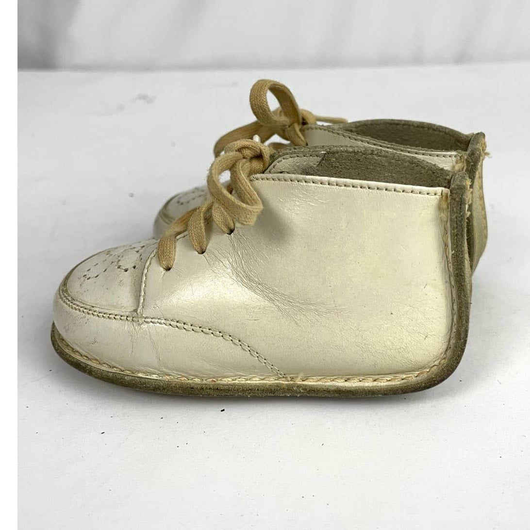 VTG Penney's Baby Shoes Sz 4D 70's Split Leather White BOXED